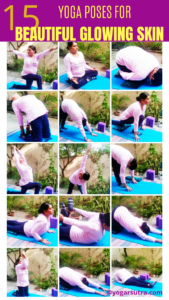 Yoga poses for beautiful and healthy skin collage